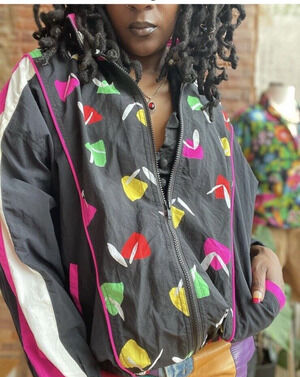 Vtg 80s 90s Activology Windbreaker Full Zip Jacket Womens Size Medium Retro M